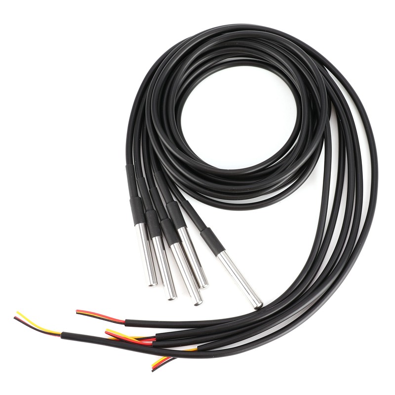 5Pcs Temperature Probe Sensor Stainless Steel Waterproof Cable Thermometer