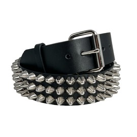 Three Row UK77 1/2" Conical Stud Belt USA Made Genuine Leather Punk Goth Thrash Metal