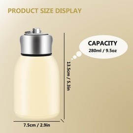 Boziee 280 ml Small Stainless Steel Thermos Flask, BPA-Free, Portable Insulated Flask for Hot and Cold Drinks (Milk White)