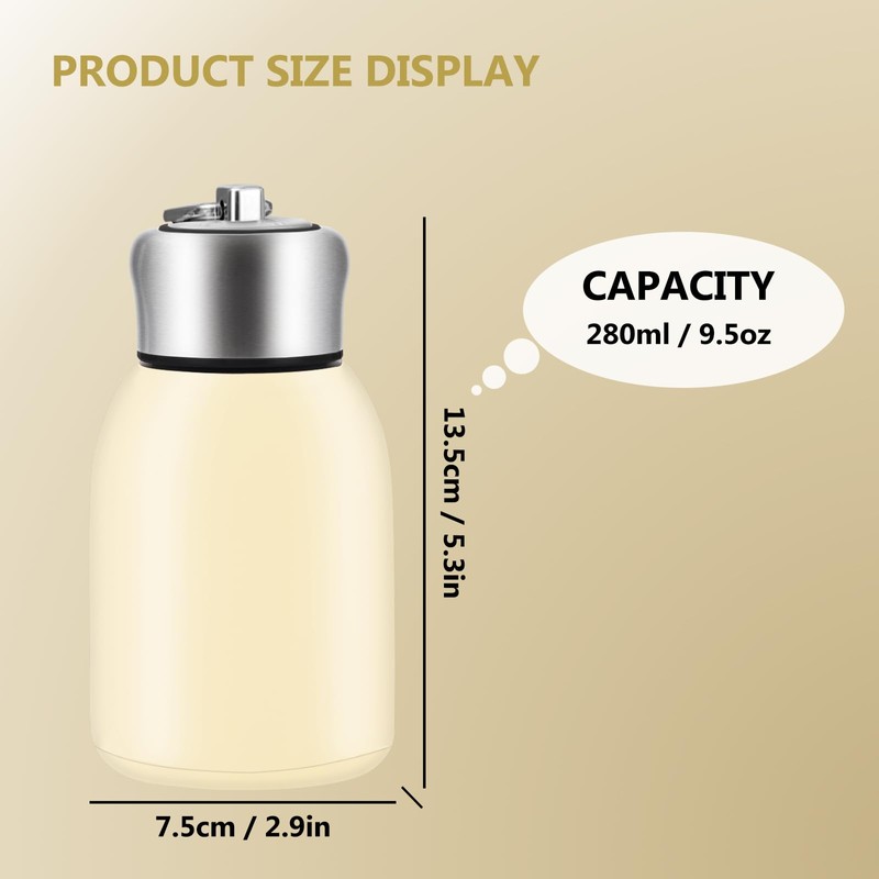 Boziee 280 ml Small Stainless Steel Thermos Flask, BPA-Free, Portable