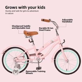 ACEGER Girls Beach Cruiser Bike for Kids 5-13 Years Old, 16" 18" 20" 24" Single Speed Kids Bicycle Included Coaster Brake, Front and Rear Reflectors, 24" 7 Speeds with Dual Brakes