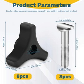 LELE LIFE 8 Sets Rasenmähergriffschrauben und Knöpfe, Universal-Dreieck-Griff-Befestigungsmutter-Schraube, Befestigung, Ersatzteile für die meisten Rasenmäher