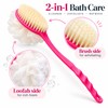 2-in-1 Long Handle Bath Brush with Soft Loofah & Bristles,