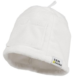 Zen and Sauna Sauna Hat, Prevents Hair Damage, Deep Rash, Large, Men's, Women's, with Pockets, Easy Wash, Absorbency, white