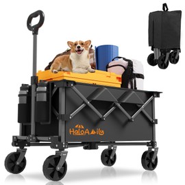 Wagons Carts Foldable, Grocery Cart on Wheels, Collapsible Wagon, Shopping Cart for Groceries, Foldable Wagon with Wheels, Heavy Duty-Black with Logo