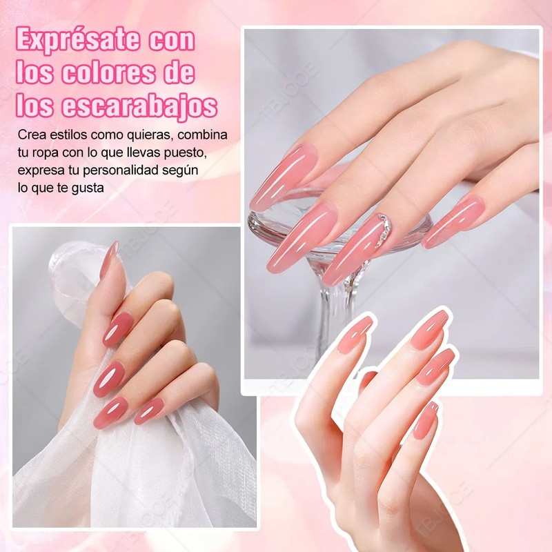 Kit Gel De Extención De Uñas Esmaltes Mate Cepillo Manicure