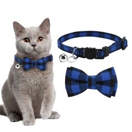 Cat Collar with Bell and Bow Tie, Quick Release Safety Collars for Kitten and Cats, Soft Cat Collar (S:18-28 cm (Pack of 1), dark blue)