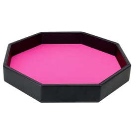 Gesserit Dice Board with Felt Pad, Pink Felt Lined PU Leather Octogon Dice Tray for Dungeon Crawler Games
