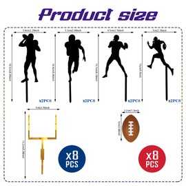 24 PCS Football Cake Decorations Rugby Ball Player Cake Toppers for Football Themed Birthday Party Favors Game Day Party Supplies