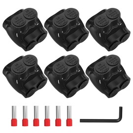 Joinfworld 2 Port Insulated Wire Connector 1/0-14 AWG Aluminum to Copper Wire Connectors Dual Entry Insulated Multi Tap Connector with Slotted Allen Hex - 6Pack