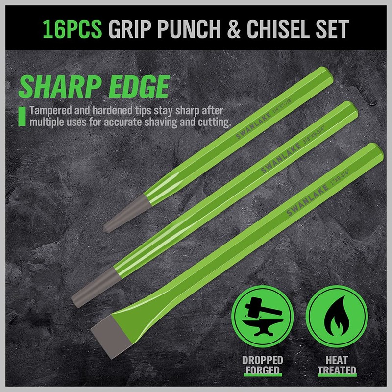 SWANLAKE 28-piece Punch and Chisel Set, Including Pin Punches, Taper