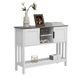 TaoHFE Entryway Table with Storage,Console Table with 2-Tier Shelves,Foyer Tables for Entryway Farmhouse with Door, Modern Farmhouse Sofa Table for Living Room,Dining Room Have Door,Oak