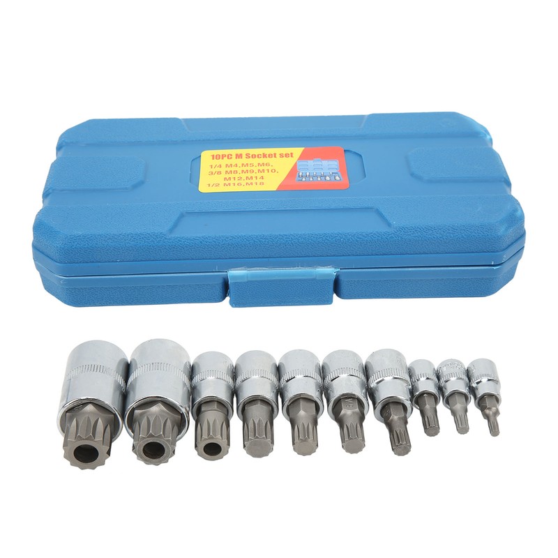 10PCS Triple Square Spline Bit Socket Set Low Wear Accurate