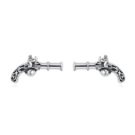 ONEFINITY Pistol Earrings 925 Sterling Silver Gun Stud Earrings Gun Jewellery for Men and Women, No Gemstone