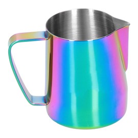 Stainless Steel Milk Frothing Pitcher Pointed Mouth Coffee Frother Cup for Home KitchenColorful 350ml