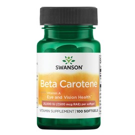 Swanson Beta-Carotene Vitamin A 25000 IU Skin Eye Immune System Health Antioxidant Support 7500 mcg 300 Softgels Count (3 Pack)