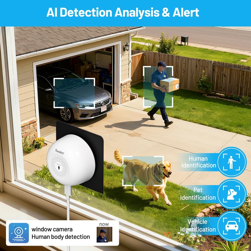 Noonkey Window Camera for Home Security - 3MP Ultra HD,