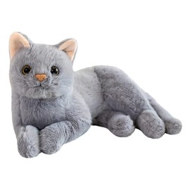 TOYANDONA Cat Plush Toy Stuffed Animal Lifelike Cats Doll Kitten Farm Animals Stuffed Toys Birthday Gifts for Kids Boys and Girls -Grey