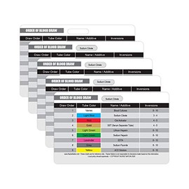 Order of Blood Draw Horizontal Badge Card (5 Card Pack) - Excellent Resource for Nurses, Nursing Clinicals and RN Students - Great Nursing School Supplies and Accessories