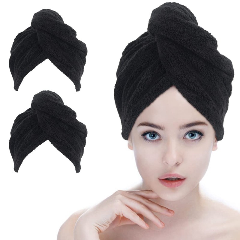 Sinland Microfiber Hair Drying Towels Ultra Absorbent Hair Turban Drying