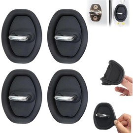 4 Pcs Black Car Silicone Door Latch Protective Covers, Universal Fit, Door, Silicone Exterior Finish Accessories