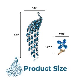 Rhinestone Peacock Brooch Pin, Alloy Steel, no gemstone