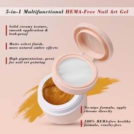 Cushion Gradient Painting Gel, Golden Ombre Nails Patting Gel Polish with 4 Big Nail Sponges, Full Coverage Precise Dip Control, UV/LED for French Manicure Aura Nails DIY Nail Art Home & Salon Use