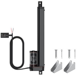 Justech 12V Heavy-Duty Linear Actuator 330lbs/1500N-10inch/250mm Silent IP65 Electric Actuator with Brackets for Electric Windows, RV Adjustments, Solar Trackers, Industrial Machinery, Black