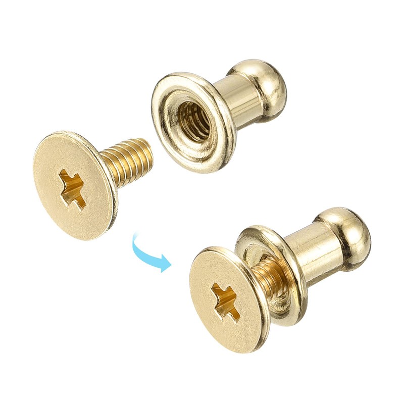 sourcing map 4mm Ball Head Stud Rivets Screw Back, 15Pack