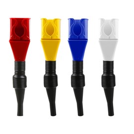 Tabanzhe 4 PCS Flexible Draining Tool Snap Funnel Set - Universal Oil Funnel with Plastic Clasp, Spill-Free and Hands-Free Large Funnels for Motorcycle, Car, Oil, Gasoline