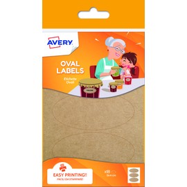 Avery Oval Kraft Labels, 41 x 89 mm, 18 Labels Per Pack, Brown