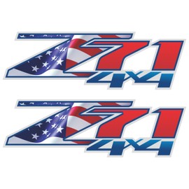GOLD HOOK Z71 4x4 Decals Compatible with Chevy Silverado (2007-2013) - American Flag Replacement Stickers - Off Road Truck Bed Graphics with Air-Release Tech - Set of 2 (Peel & Stick)