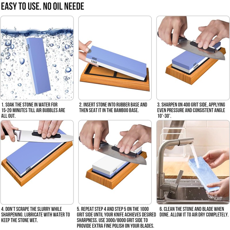 YeopAsda Knife Sharpening Stone Kit, Premium 4 Side Grit 400/1000