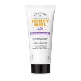 Perlier Crema de manos miel y lavanda con jalea real, 3.3 onzas, tratamiento nutritivo para manos con miel italiana, aroma calmante de lavanda, humedad profunda para manos secas, agrietadas y