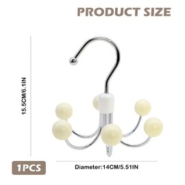 Tie Holder with 6 Hooks, 360° Belt Storage Rotating Belt Organiser Made of Steel, Space Saving for Ties, Belts and Bag Holders