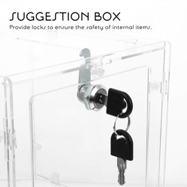 MILISTEN Losbox with Lock Plastic Transparent Promotion Box Donation Box Lot Box for Business Cards Suggestions Tickets Voting 20 x 15 x 20 cm