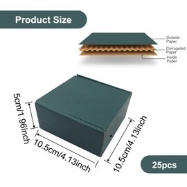 25 Pack Corrugated Packaging Box Mailers Shipping, Green Recyclable Cardboard Small Gift Mailer Boxes for Shipping Packaging Craft Gifts Giving Products (4x4x2 inch, Green)