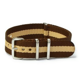 CASSIS[カシス] ナイロン 時計ベルト TYPE NATO タイプナトー 18mm ブラウンxベージュ 交換用工具付き #141.601T333018