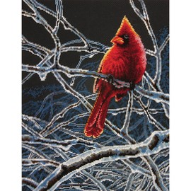 Dimensions Winter Cardinal Counted Cross Stitch Kit, 14 Count Black Aida, 11'' x 14''