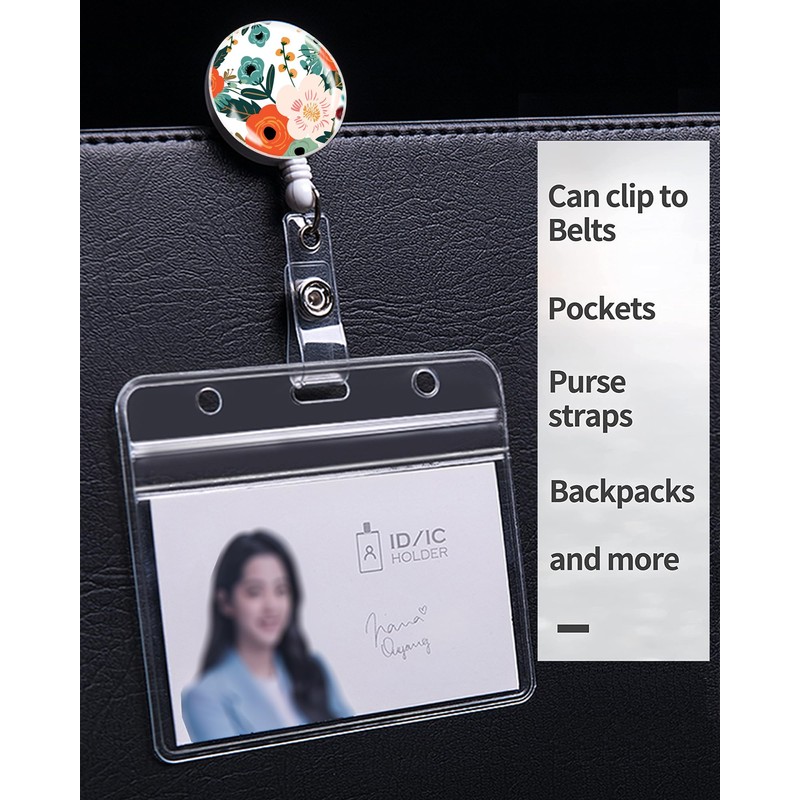 TPOAEL 2 Pack Retractable Badge Holders Cute Badge Reel Badge