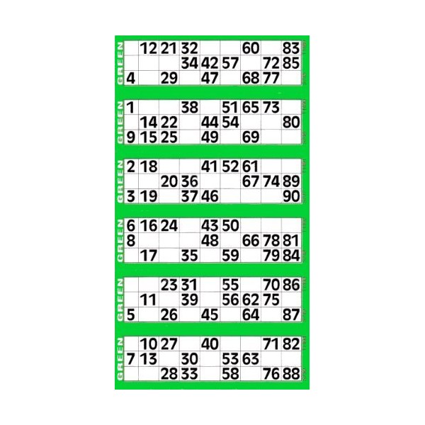Jumbo Bingo Tickets pads 6 to view (Green)