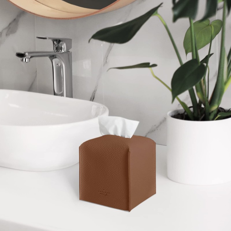 carrotez Tissue Box Cover, [Refined] Modern PU Leather Square Tissue