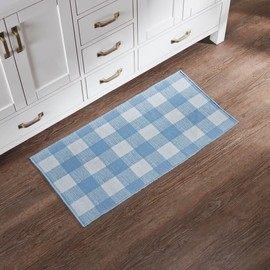 VHC Brands Annie Buffalo Check Blue Indoor Rug Rect 17x36, Polyester Area Rug, Accent Rug, Floor Decor, Annie Buffalo Check Collection, Rectangle 17x36, Dusk Blue