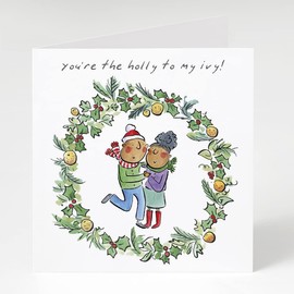 The Holly to My Ivy, a 150mm square festive Christmas greetings card featuring Rosie Brooks artwork, message inside reads "Merry Christmas"