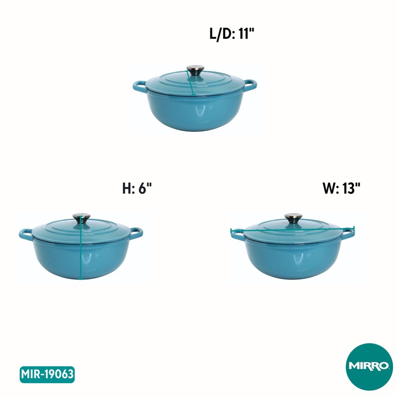 MIRRO 4.8qt Cast Iron Enamel Dutch Oven, Teal