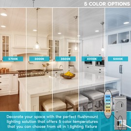 LUXRITE 6 Inch Ultra Thin LED Recessed Light with J-Box, 15W, 5 Color Selectable 2700K-5000K, 1400 Lumens, Dimmable LED Wafer Lights, High Output, Wet Rated, IC Rated, Energy Star (6 Pack)