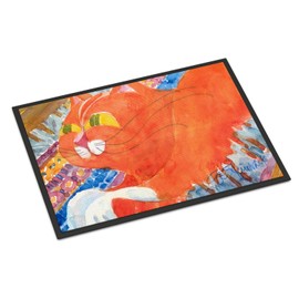 Caroline's Treasures 6033MAT Cat Doormat 18x27 Front Door Mat Indoor Outdoor Rugs for Entryway, Non Slip Washable Low Pile, 18H X 27W