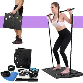 Push up Board, ABS Pushup board with Foldable Multi-Functional 15 in 1 for Men & Women, Pilates Bar Kit with Latex Resistance Bands, Home Exercise Equipment