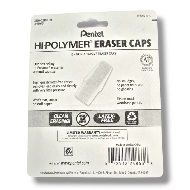 Pentel Hi-Polymer White Cap Erasers 20 Pack