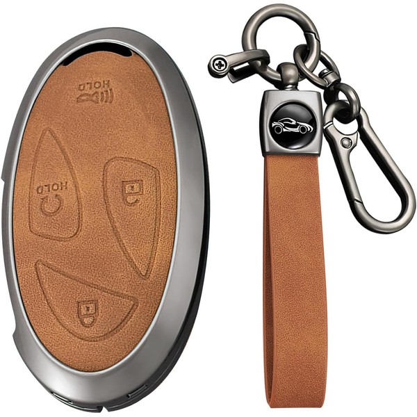 KUNIO Zinc Alloy PU Leather Car Key Fob Cover Case